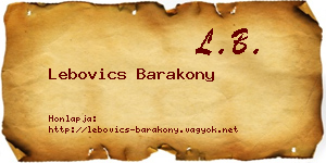 Lebovics Barakony névjegykártya